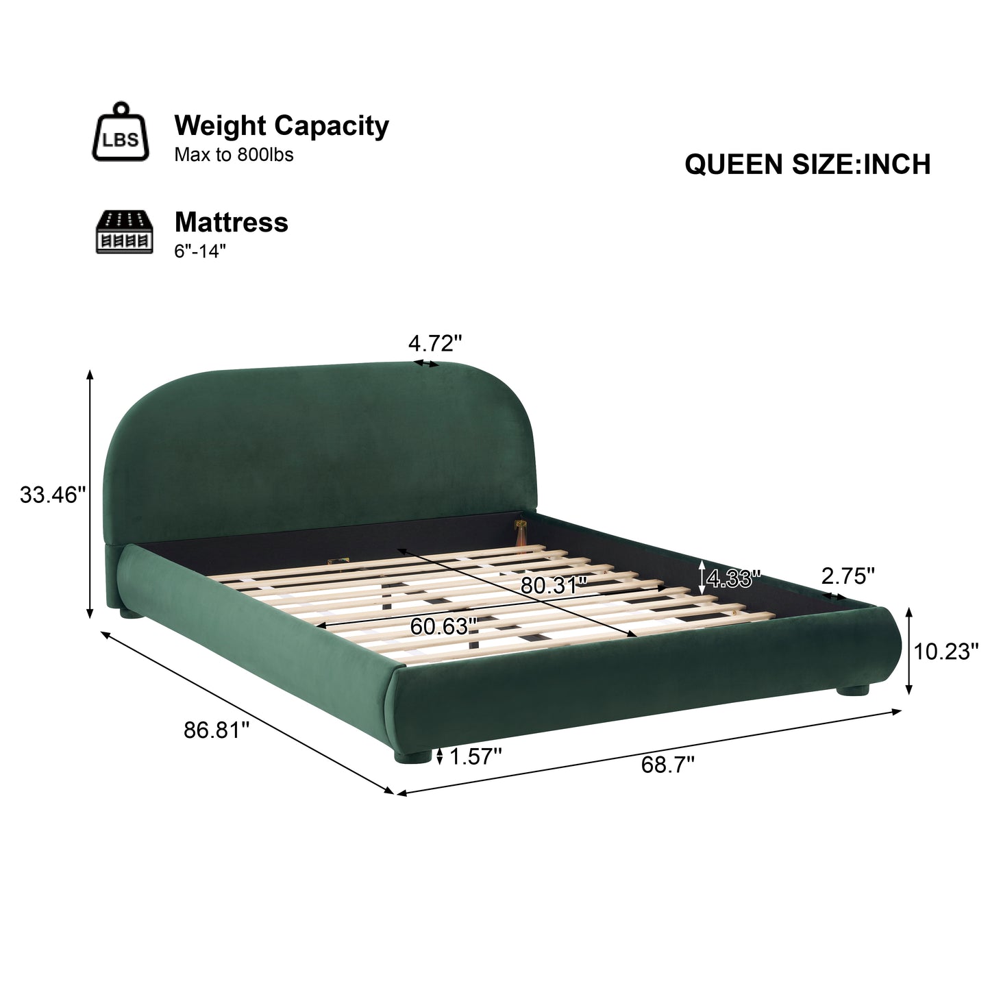Calla Dark Green Velvet Soft Bed: Light Luxury Texture, Adding a High-end Atmosphere to Bedroom