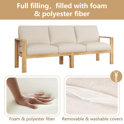 Silas Outdoor 3pcs Acacia Sectional Patio Sofa Set With Coffee Table