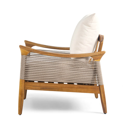 Brsing Outdoor Acacia Wood Patio Club Chair With Cushion