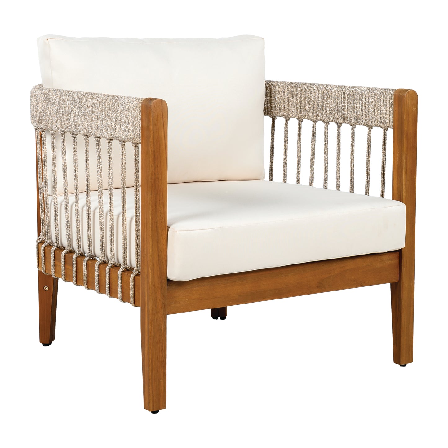 Tavithalae Acacia Wood Outdoor Club Chair with Water-Resistant  Cushions