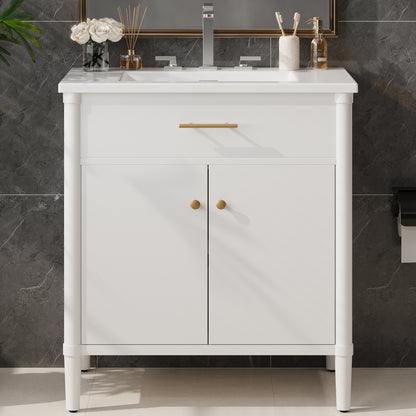 MuKi 31" Bathroom Vanity with Sink, Bathroom Cabinet with Soft Close Doors and Adjustable Shelf