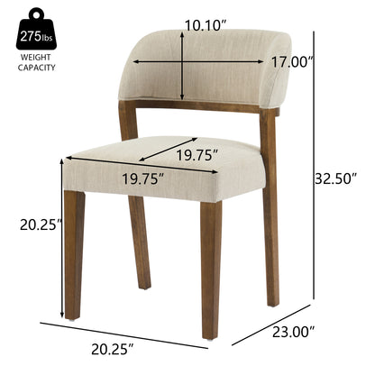 Veyotilous Upholstered Back Side Dining Chair with Rubber Wood Frame (Set of 2)