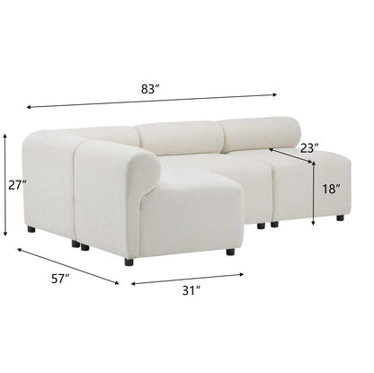 Evelyn Modular Sectional – 3 Armless Chairs + 1 Corner Chair