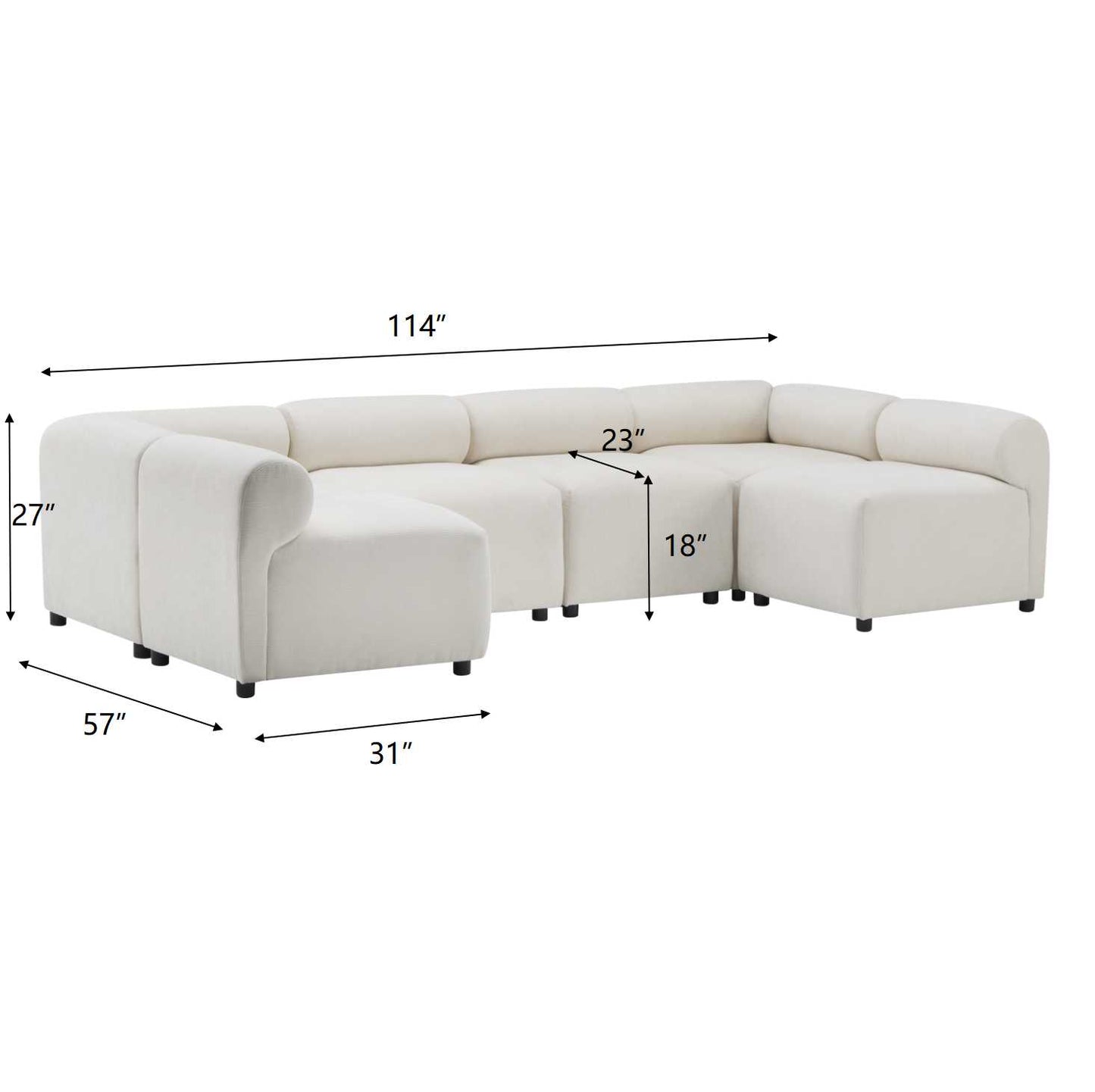 Evelyn Modular Sectional – 6-Piece Set,4 Armless Chairs + 2 Corner Chair