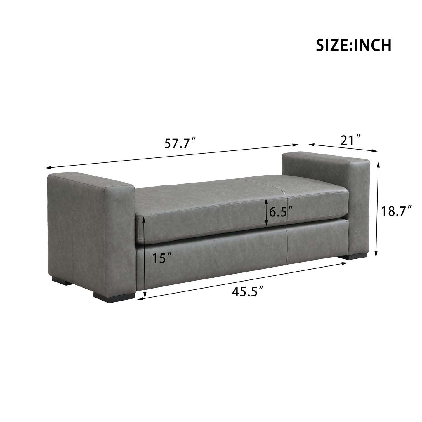 Narionae Stylish and Durable Grey Faux Leather Ottoman