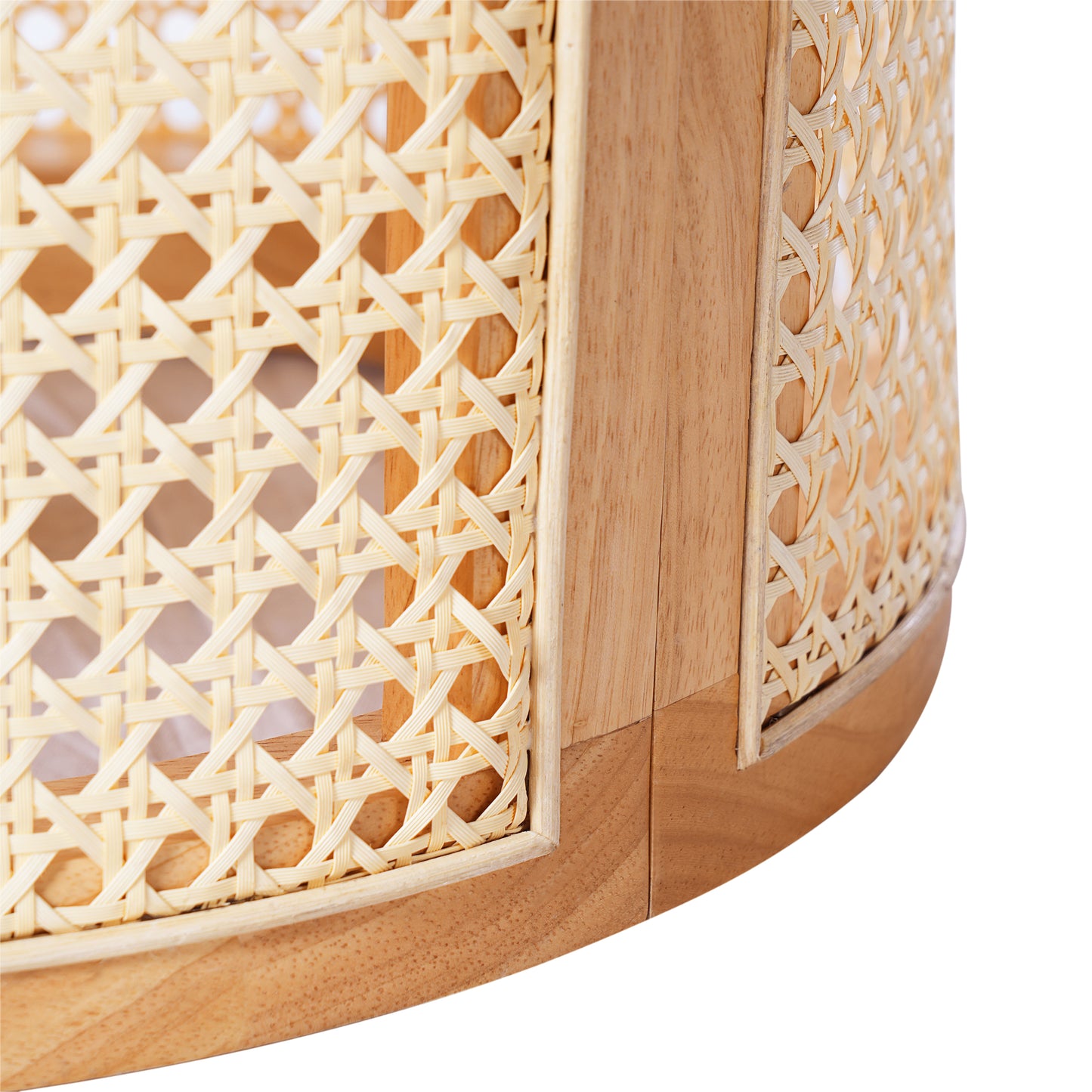 Desi Solid Rubberwood Round Side Table with Warm Wood Grain