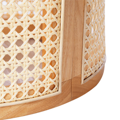 Desi Solid Rubberwood Round Side Table with Warm Wood Grain