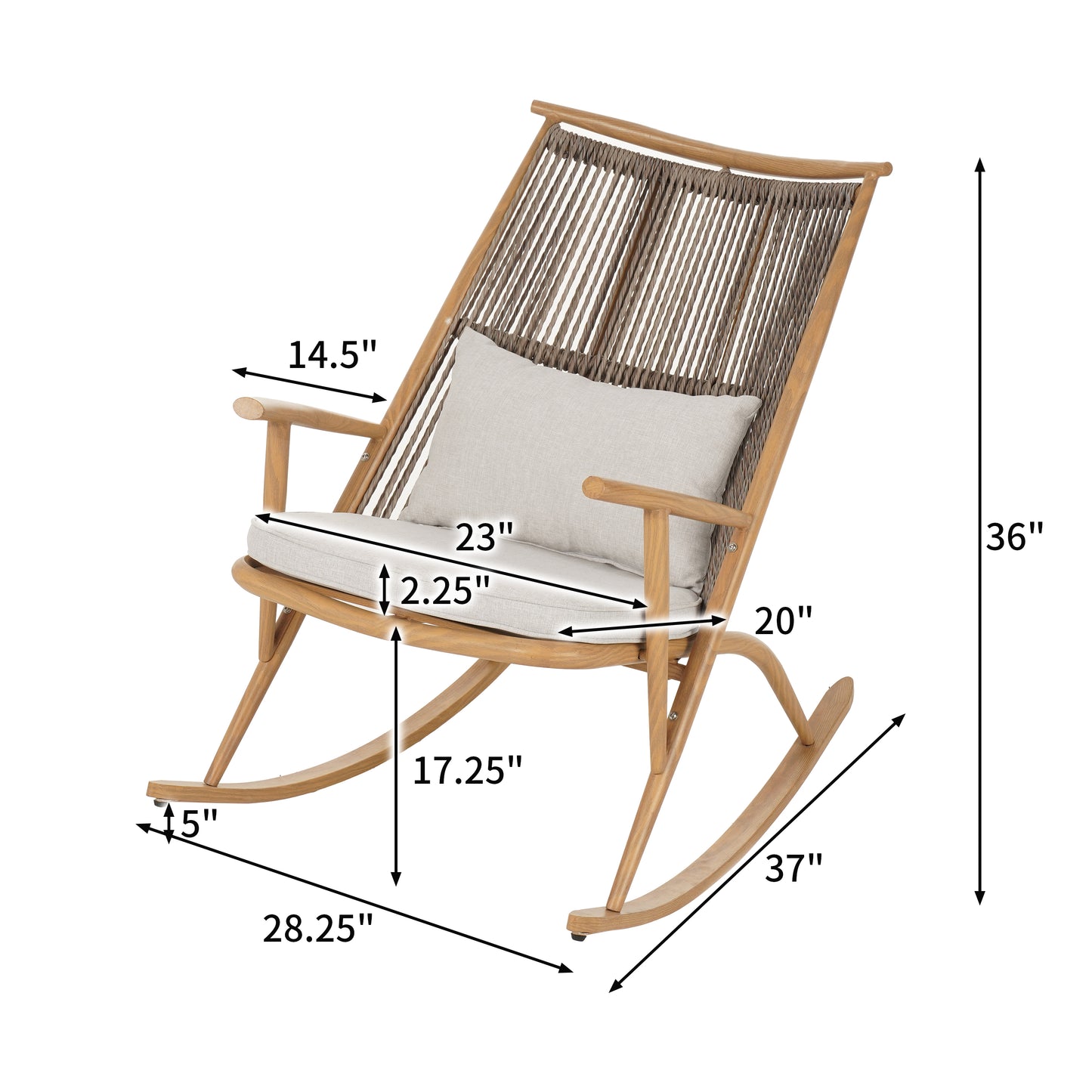 Havizorum Outdoor Rocking Chair – Sturdy Iron Frame in Maple Finish,PE Rattan Backrest