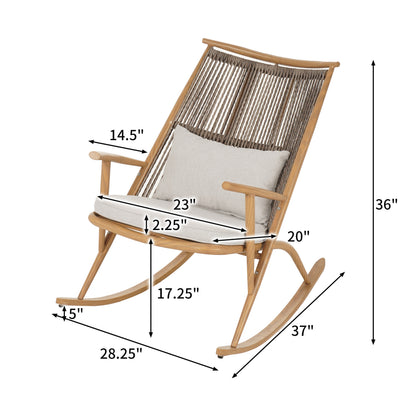 Havizorum Outdoor Rocking Chair – Sturdy Iron Frame in Maple Finish,PE Rattan Backrest