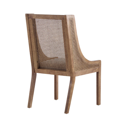 Noxeo Indoor Rattan Wodd Frame Dining Chair,Set of 2