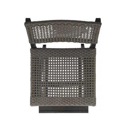 Elizabeth Outdoor 45" Rectangular 5 Piece Wood and Wicker Bar Height Set