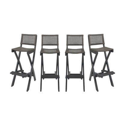 Elizabeth Outdoor Folding Acacia Wood Barstools (Set of 4)