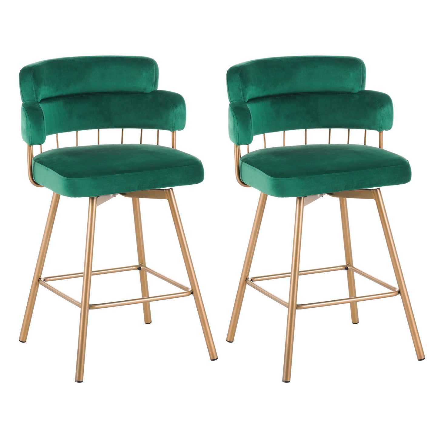 Novimonir 26" Counter Height Bar Stools Set of 2, 180° Swivel Upholstered Barstools