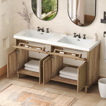 Silas 60 Inch Bathroom Vanity with Double Sink ( SMC Sink ), Large Storage Space
