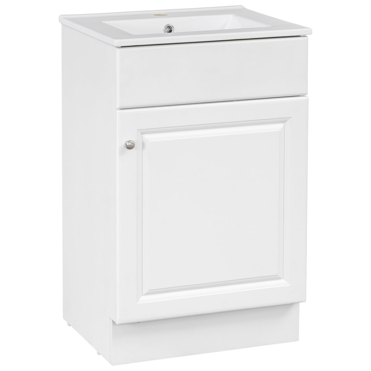 Effervescent Vanes Wood Frame 20" Bathroom Vanity with Ceramic Sink, Cabinet with Soft-Closing Door Shelf and Adjustable Shelf, Open Back, Metal Hardware, Storage/Organizer, White