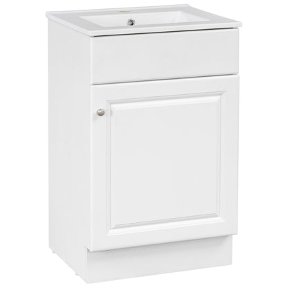 Effervescent Vanes Wood Frame 20" Bathroom Vanity with Ceramic Sink, Cabinet with Soft-Closing Door Shelf and Adjustable Shelf, Open Back, Metal Hardware, Storage/Organizer, White