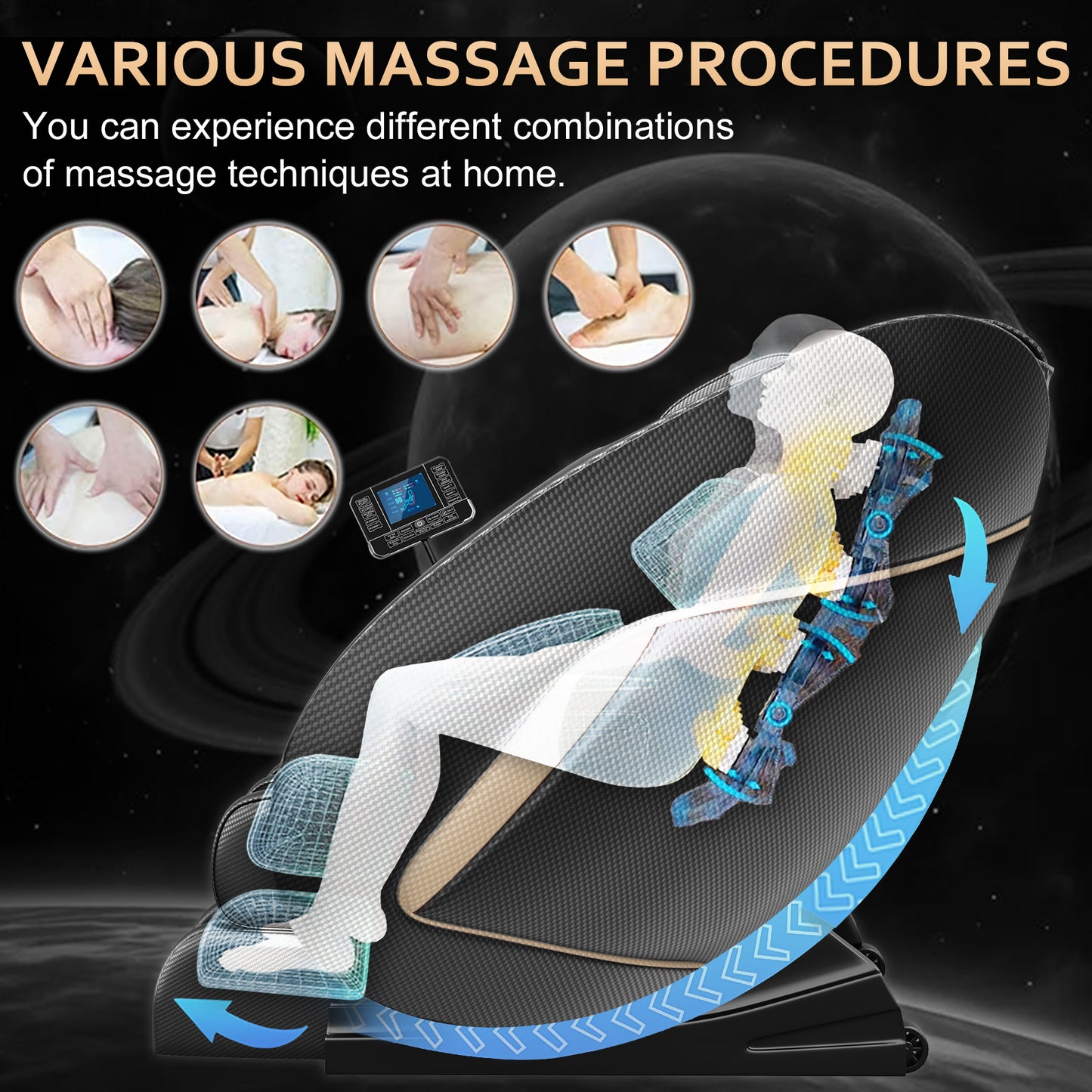 Erelith Massage Chair Blue-Tooth Connection and Speaker, Easy to Use at Home and in The Office and Recliner with Zero Gravity with Full Body Air Pressure