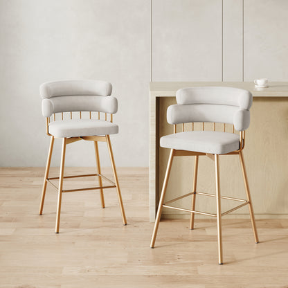 Novimonir 26" Counter Height Bar Stools Set of 2, 180° Swivel Upholstered Barstools