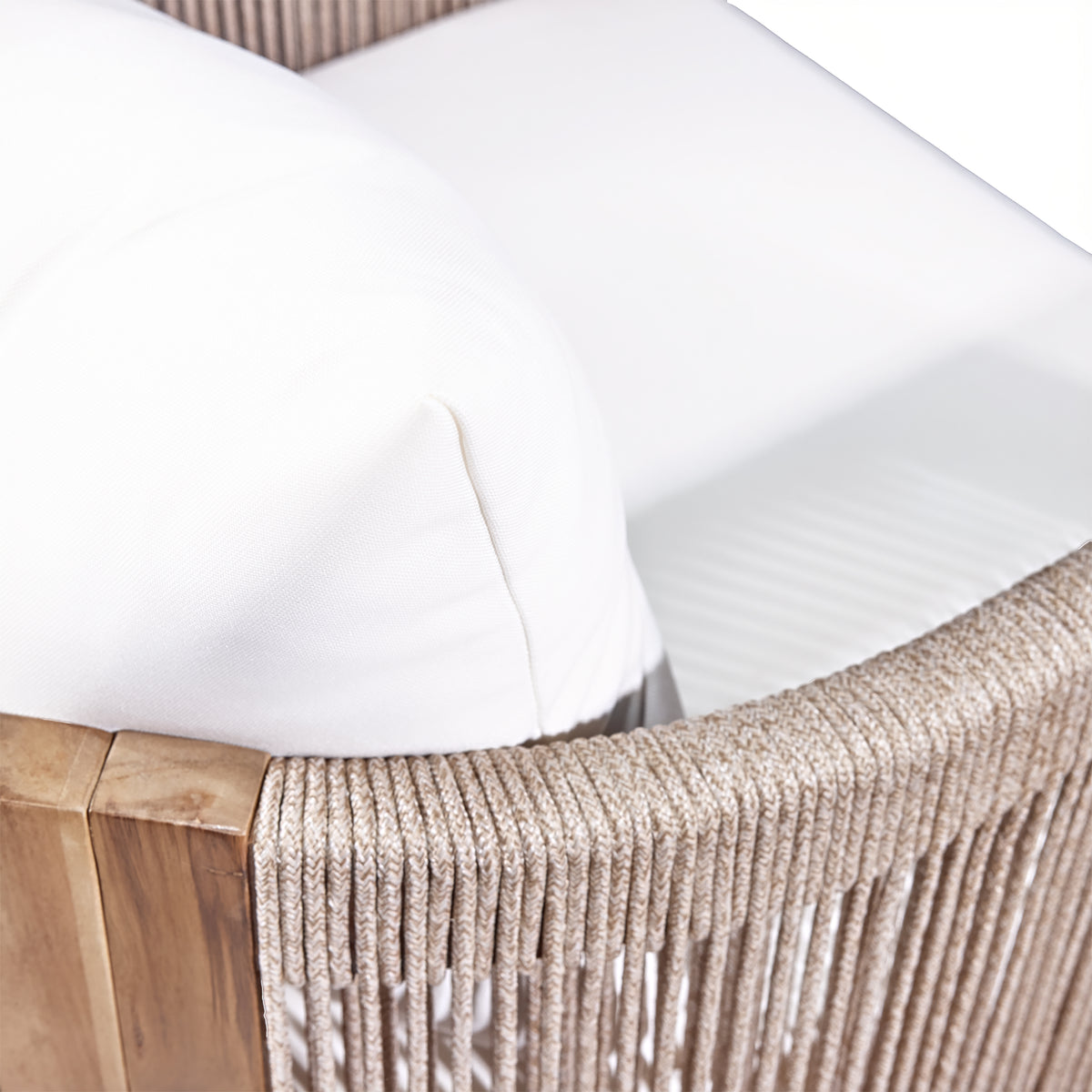 Dado Matera Outdoor Wood Dining Chair, Beige Rope with Beige Cushion, Set of 2
