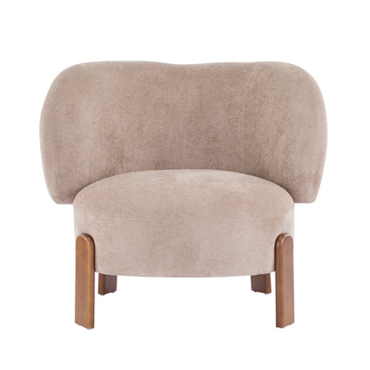 Demidorium Cozy Upholstery Solid Wood Wingback Armchair