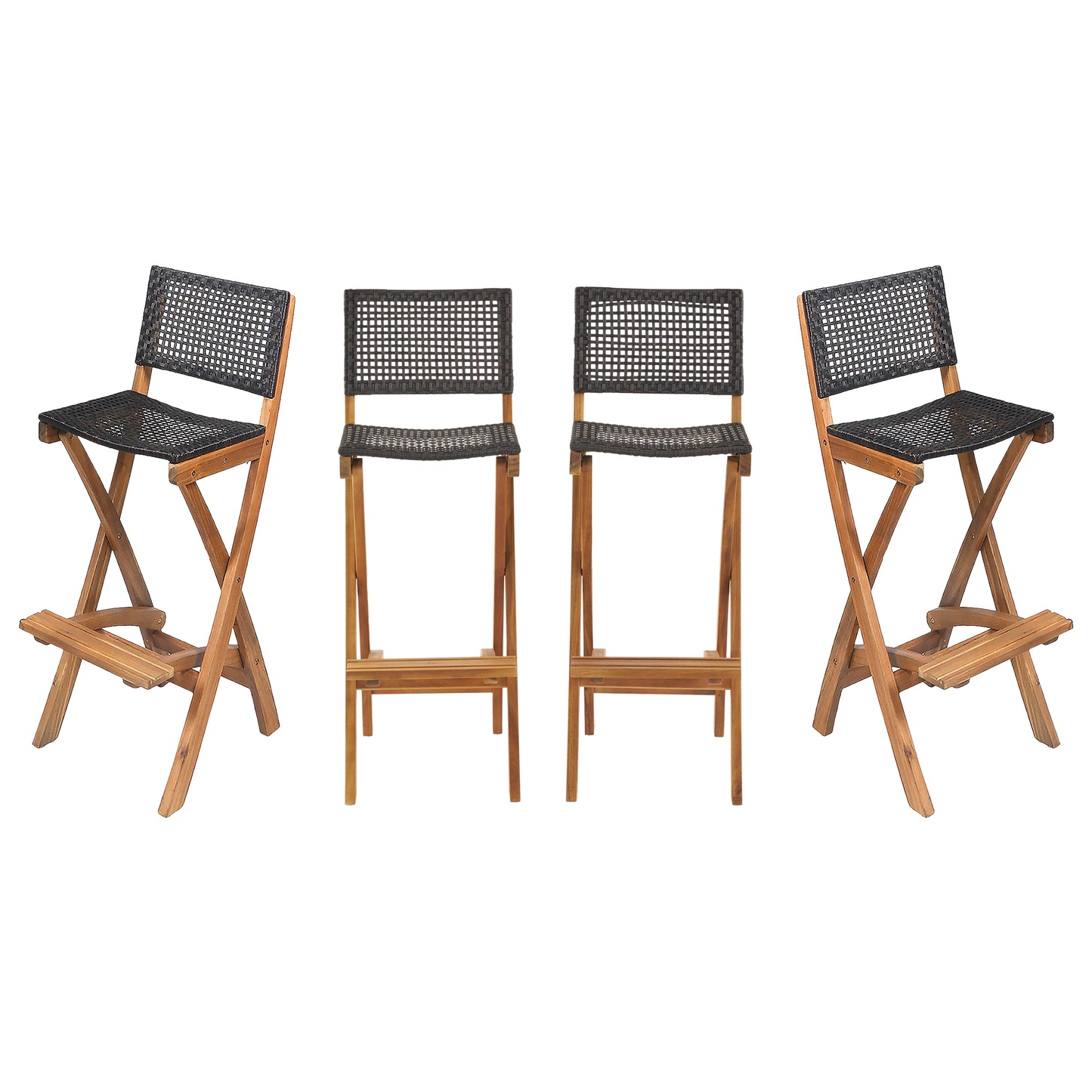 Elizabeth Outdoor Folding Acacia Wood Barstools (Set of 4)
