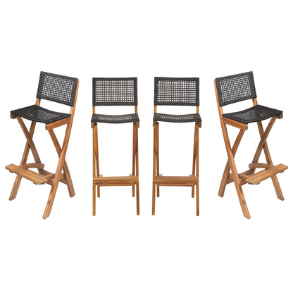 Elizabeth Outdoor Folding Acacia Wood Barstools (Set of 4)