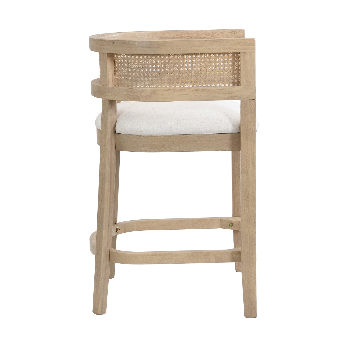 Isidore Wood And Rattan Upholstered Arm Counter Stools,Set of 2