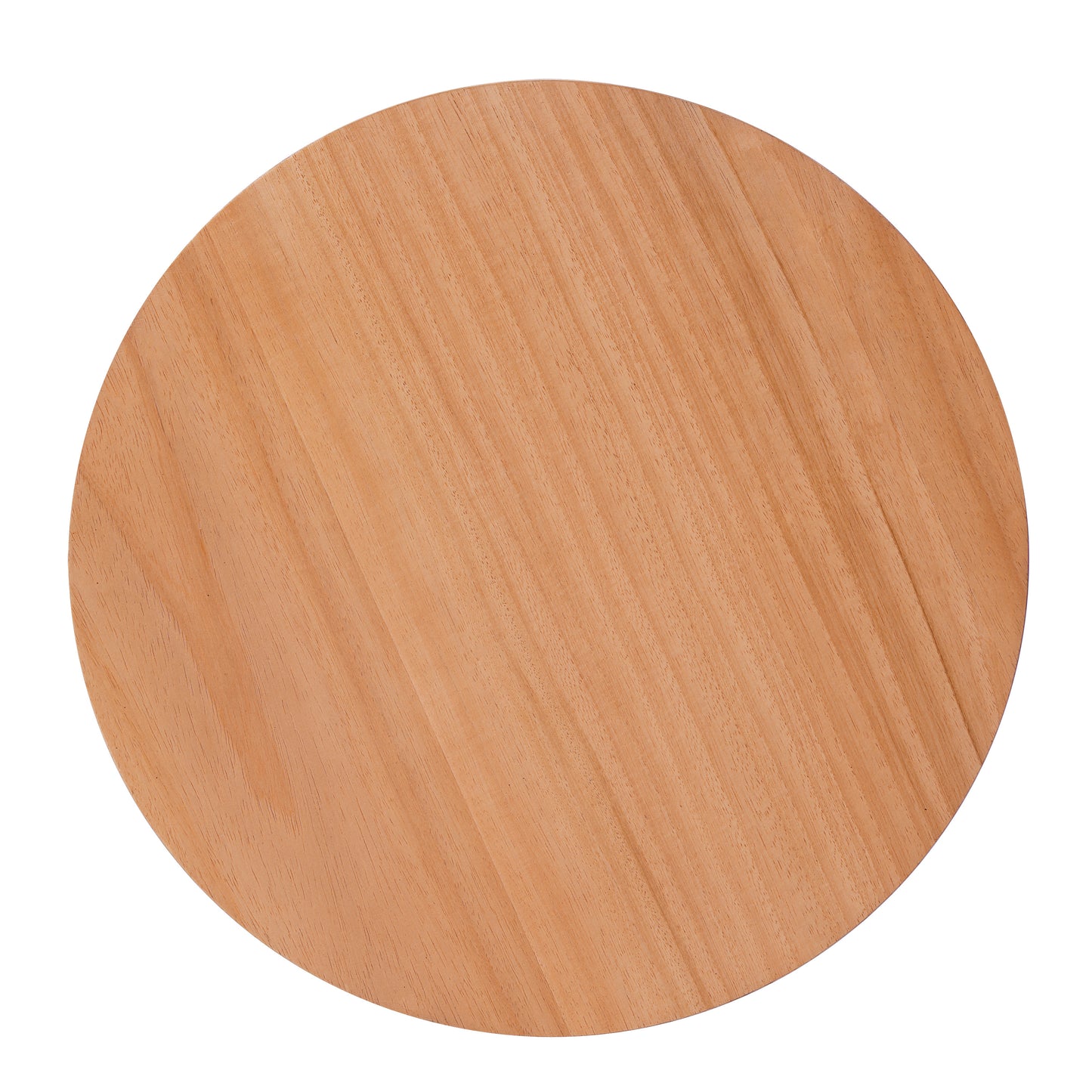 Desi Solid Rubberwood Round Side Table with Warm Wood Grain