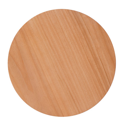 Desi Solid Rubberwood Round Side Table with Warm Wood Grain