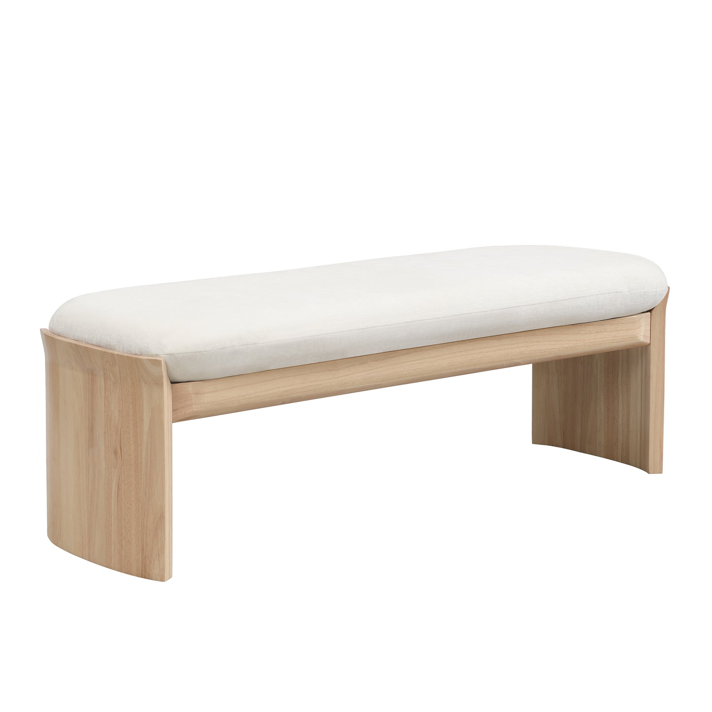 Nirithora 51.5 Inch Beige Rubber Wood Footstool For Bedroom and Living Room