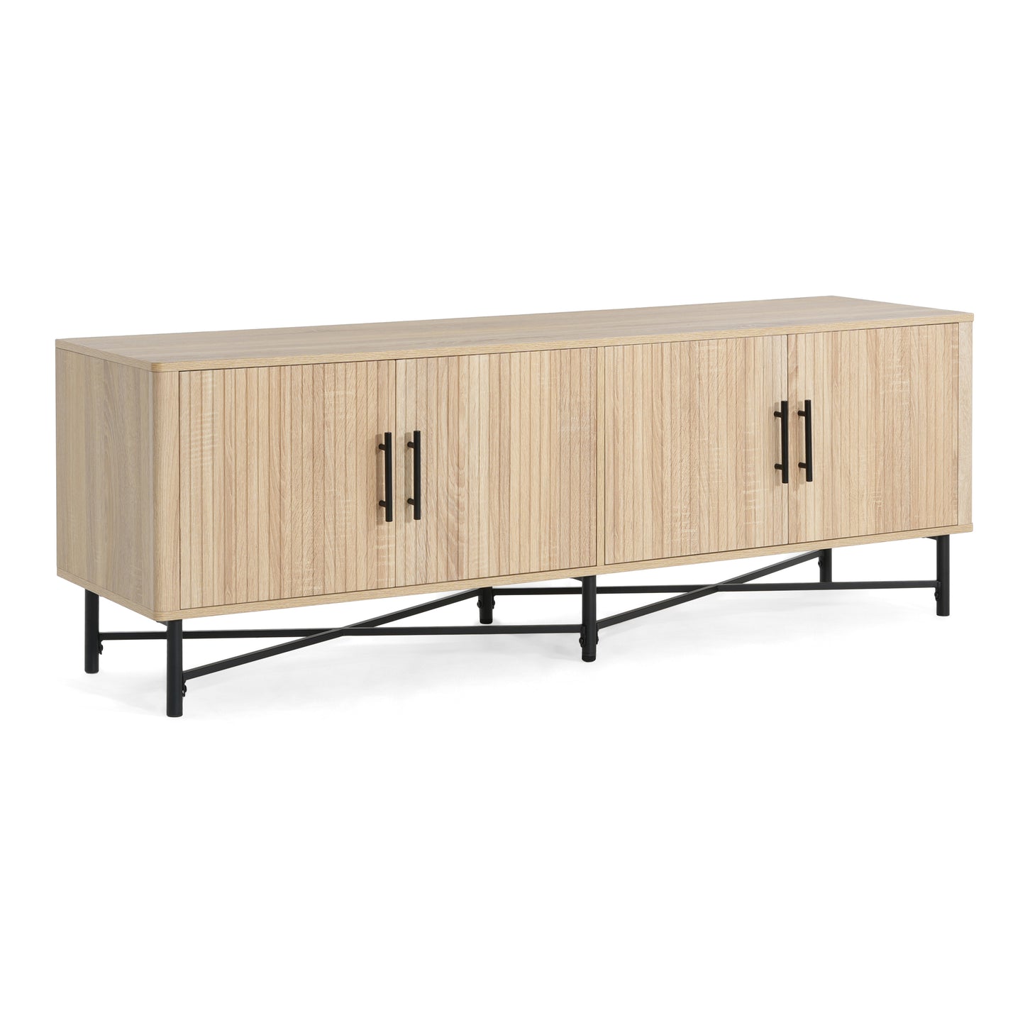 Manafaat Functional 4-Door TV Cabinet – 2 Storage Spaces, Adjustable Shelves,for Living Room