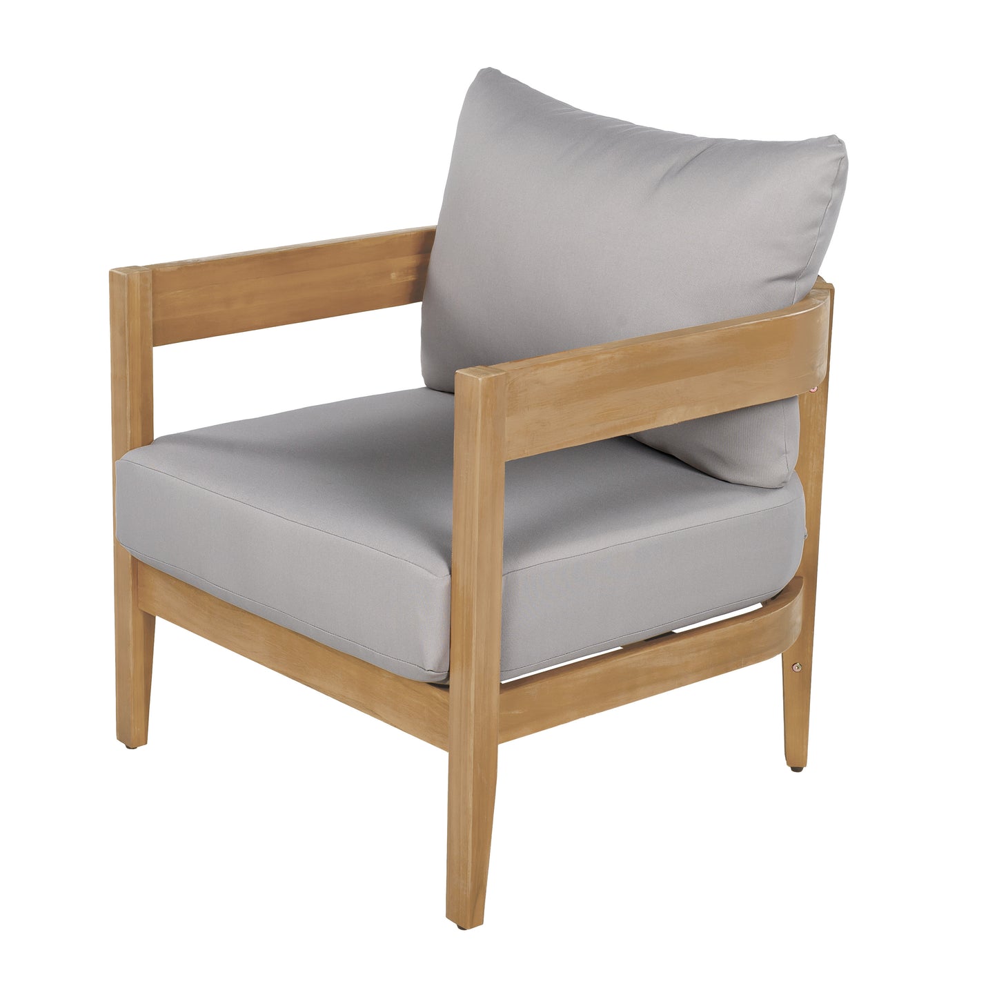 Burrough Outdoor Acacia Wood Club Chair with Removable Cushions for Porch, Garden
