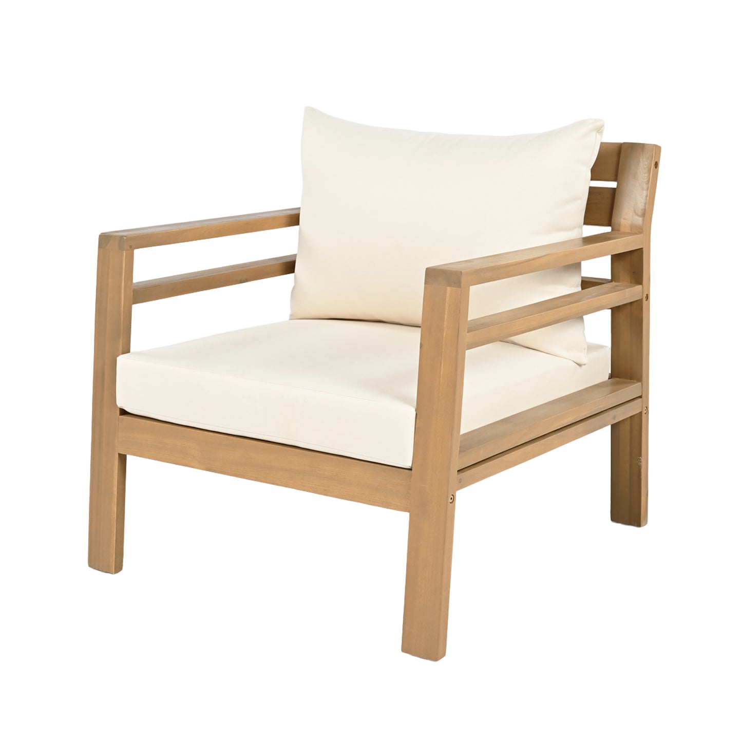 Crager Outdoor Acacia Wood Club Chair, Armchair with Cushions