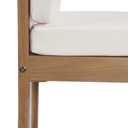 Tylarion Outdoor Rustic Acacia Wood Barstool with Cushions,Set of 2