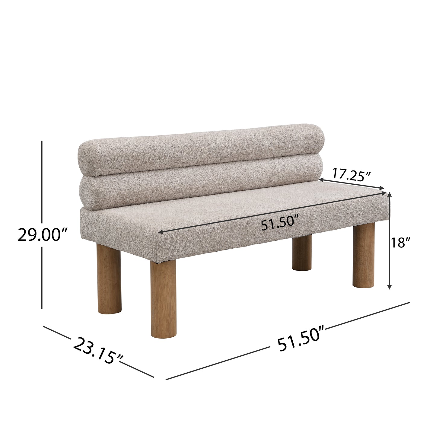 Aetherin Upholstered Dining Bench, Boucle Ottoman for Dining Room, Bedroom, Living Room