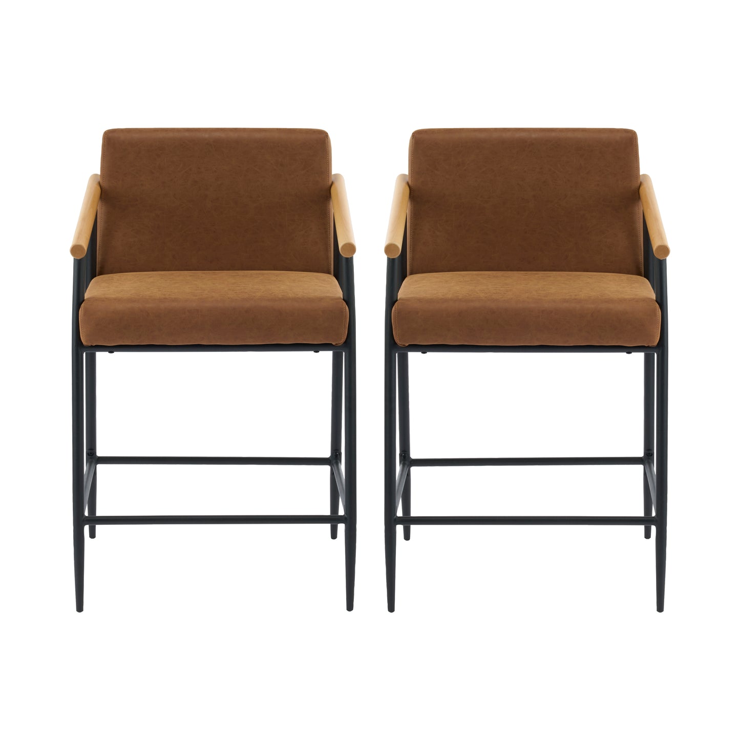 Hethlet Counter Stool with Iron Frame-Set of 2