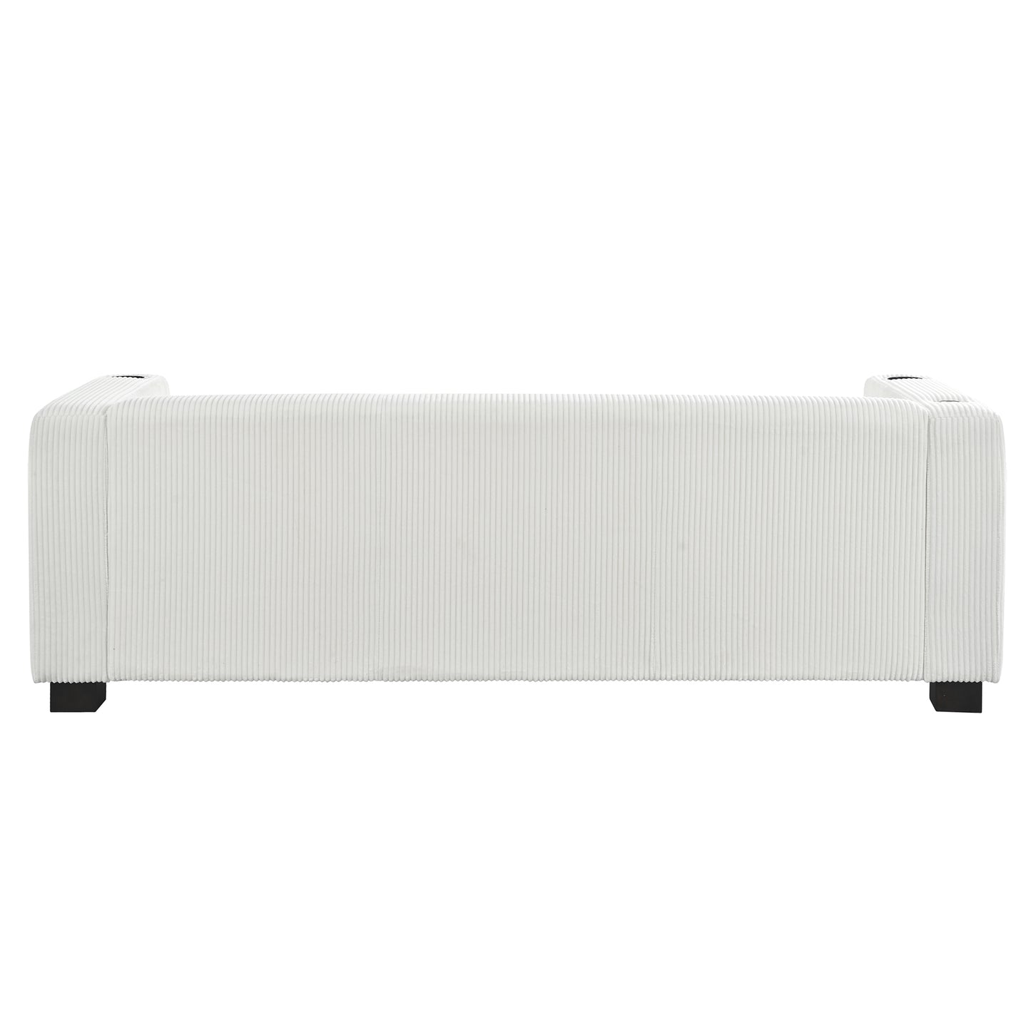 Modern three-seat Solid Wood sofa in striped finish with two cup holders
