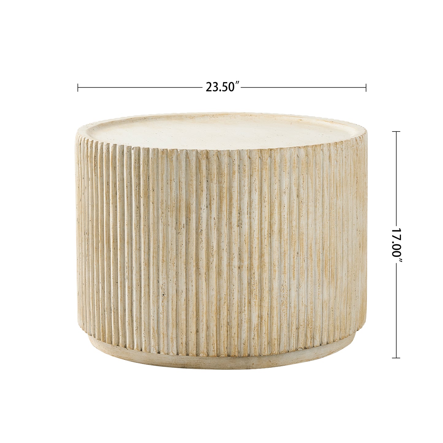 Glena 23.5" MGO Round Fluted Coffee Table for Both Indoor and Outdoor