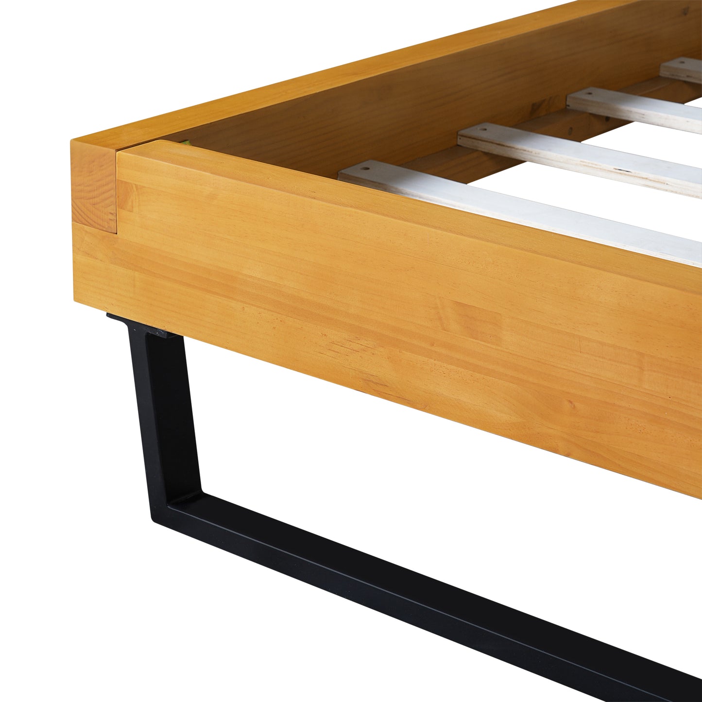 Dashiell Modern Solid Pine Bed Frame in Natural and Black,Making Serene Bedroom Retreat