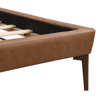 Mireva Brown&Gray Leather King Bed with 2pcs Night Lights