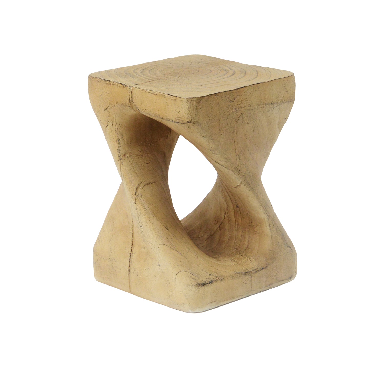 Woanar MGO Twist Shape Side Table, Wood-like texture