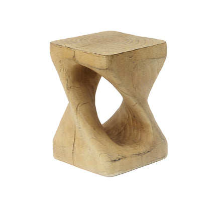 Woanar MGO Twist Shape Side Table, Wood-like texture