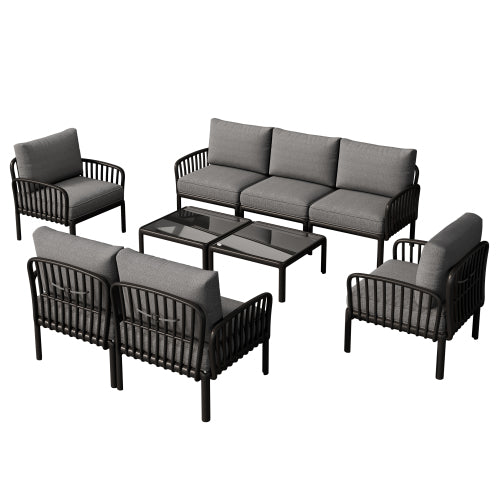 Felloras Modern Outdoor Patio Sectional Furniture Set with Two Square Coffee Table, Cushion