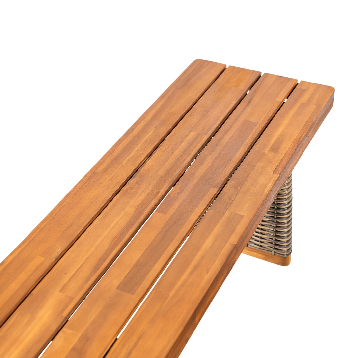 Vireor Outdoor Acacia Wood Bench, Southeast Asian charm