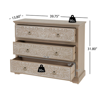 Caradoc Bohemian Style Accent Dresser With Three Drawer