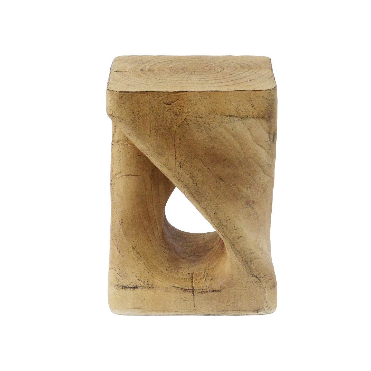 Woanar MGO Twist Shape Side Table, Wood-like texture