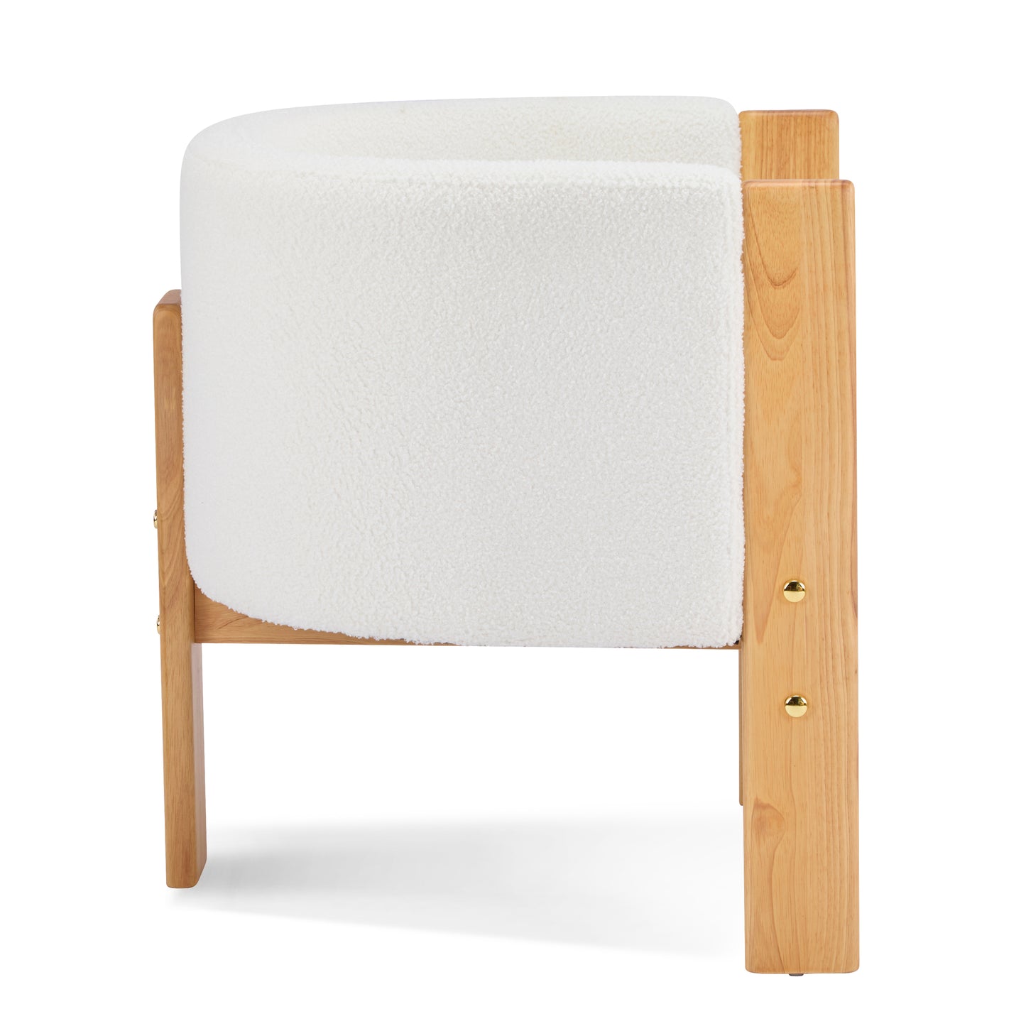 Inara Upholstered Dining Chairs Set of 2, Natural Rubber Wood Frame and White Boucle Fabric, Modern Armchairs