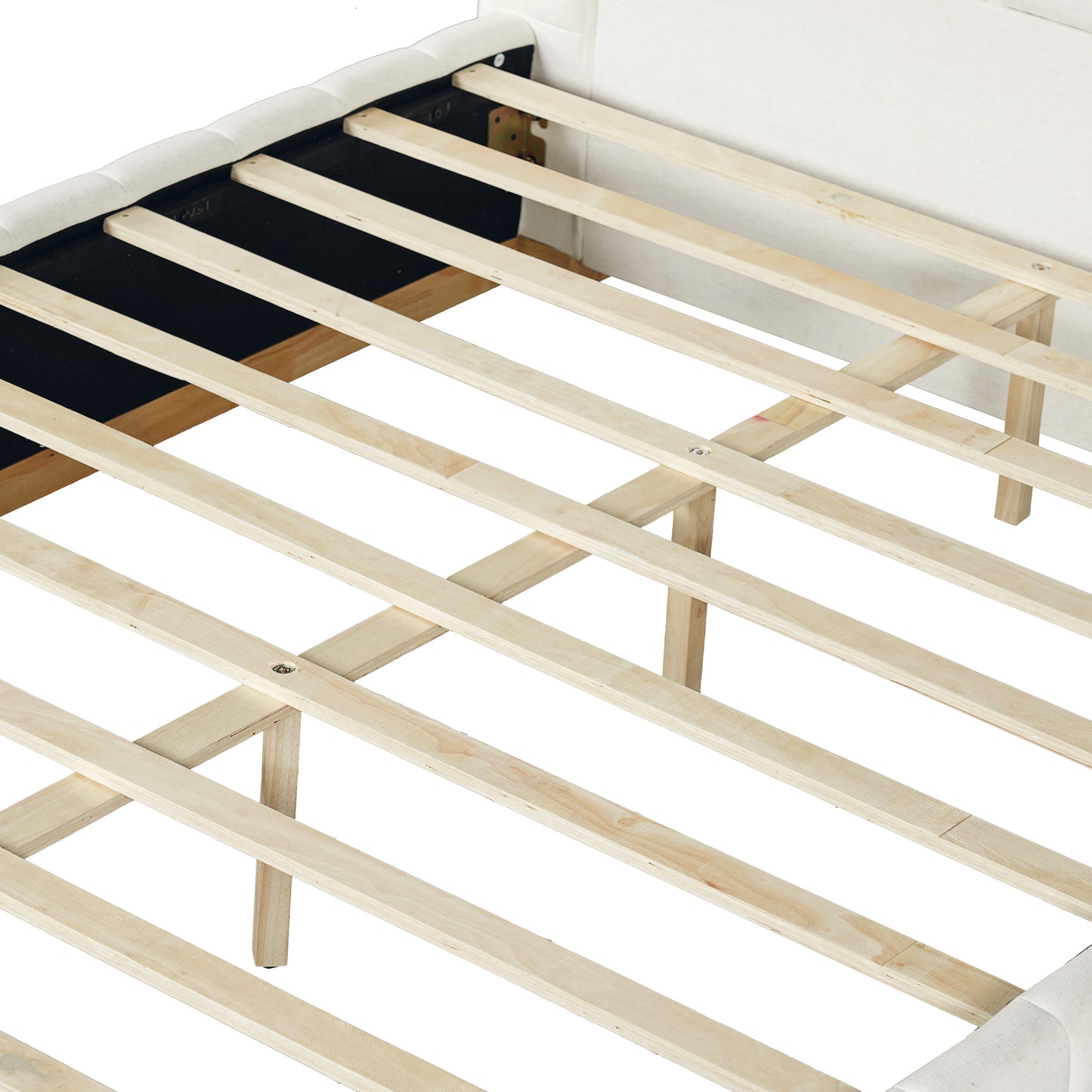 Cosima Beige Striped Fabric Upholstered Bed – Modern Minimalist Platform Design with Elegant Subtle Lines for Serene Contemporary Bedrooms