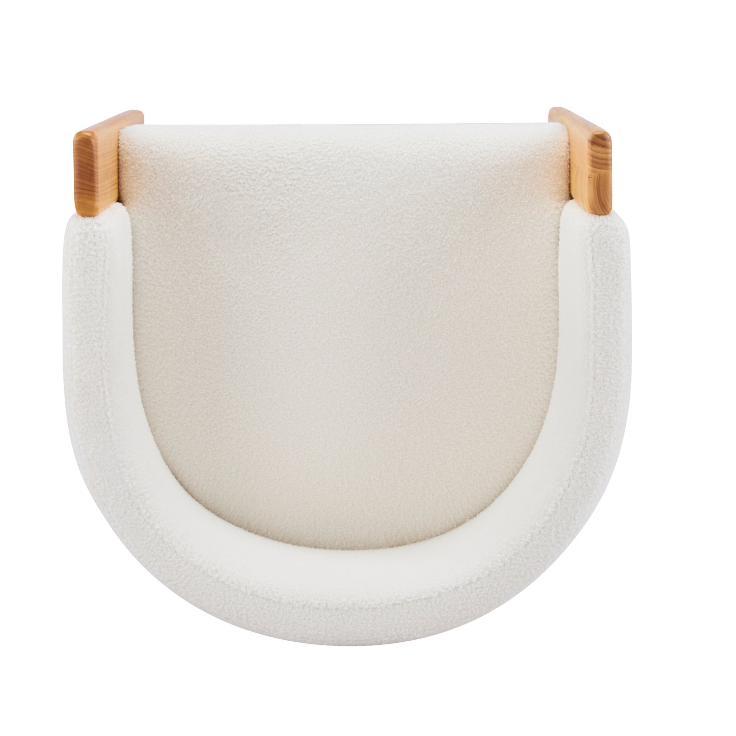 Inara Upholstered Dining Chairs Set of 2, Natural Rubber Wood Frame and White Boucle Fabric, Modern Armchairs