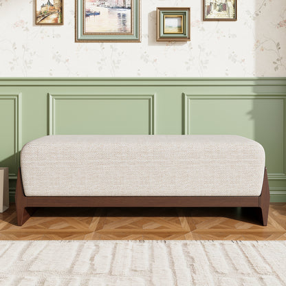 Cerys Rubber Solid Wood Bench with Thick Soft Cushions, Can Accommodate Three People